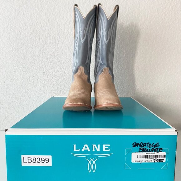 Lane Womens Square Toe Cowboy Boots 7.5 Blue Brown Suede Western Cowgirl Tall - Picture 10 of 11